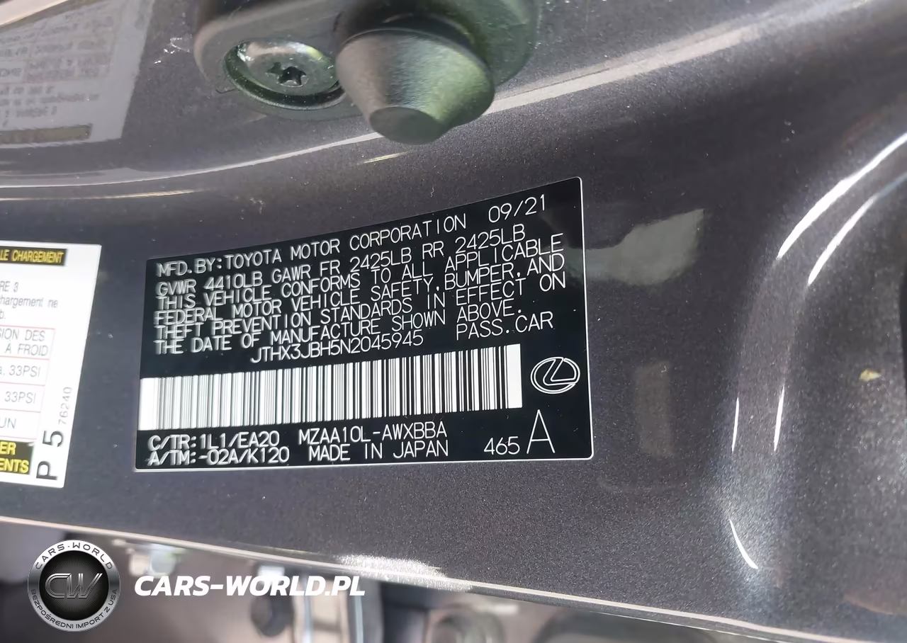 2022 Lexus Ux 200 VIN:JTHX3JBH5N2045945 - 9
