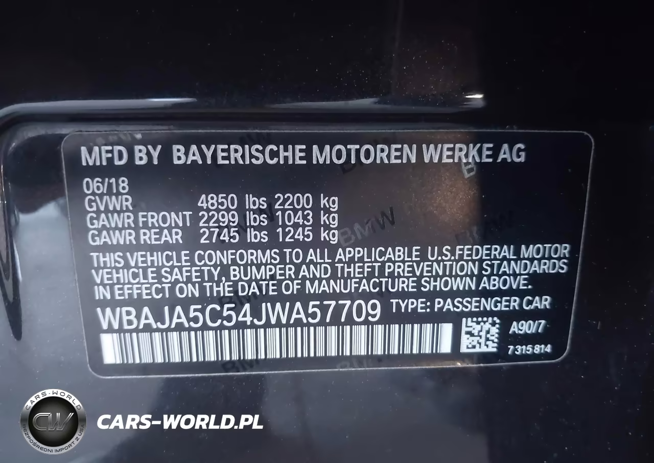 2018 BMW 530I VIN:WBAJA5C54JWA57709 - 9