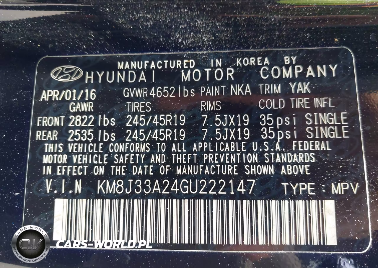 2016 Hyundai Tucson Limited VIN:KM8J33A24GU222147 - 9