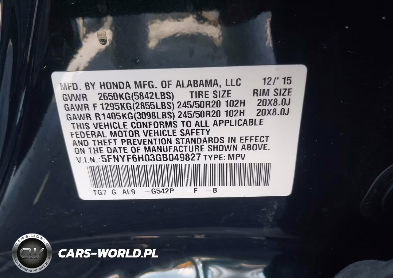 2016 Honda Pilot Elite VIN:5FNYF6H03GB049827 - 9