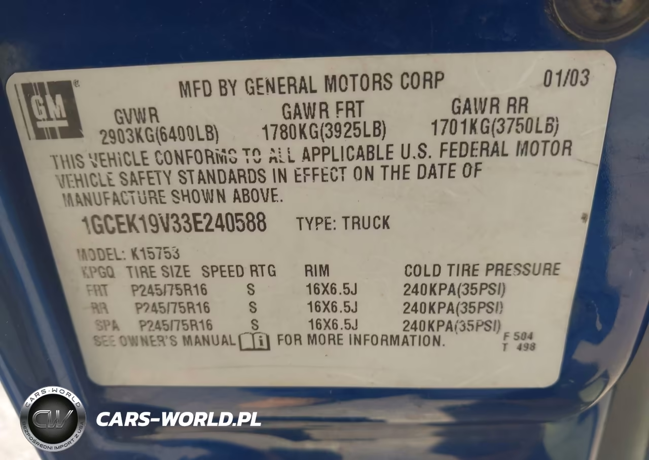 2003 Chevrolet Silverado 1500 VIN:1GCEK19V33E240588 - 9