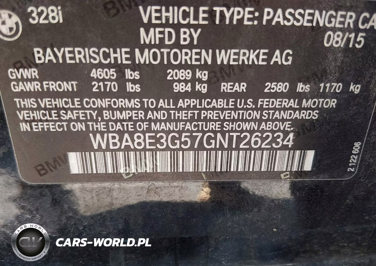 2016 BMW 328I xDrive VIN:WBA8E3G57GNT26234 - 9