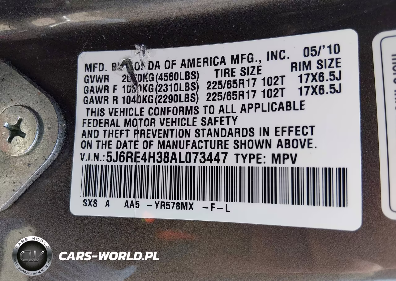 2010 Honda Cr-V Lx VIN:5J6RE4H38AL073447 - 9