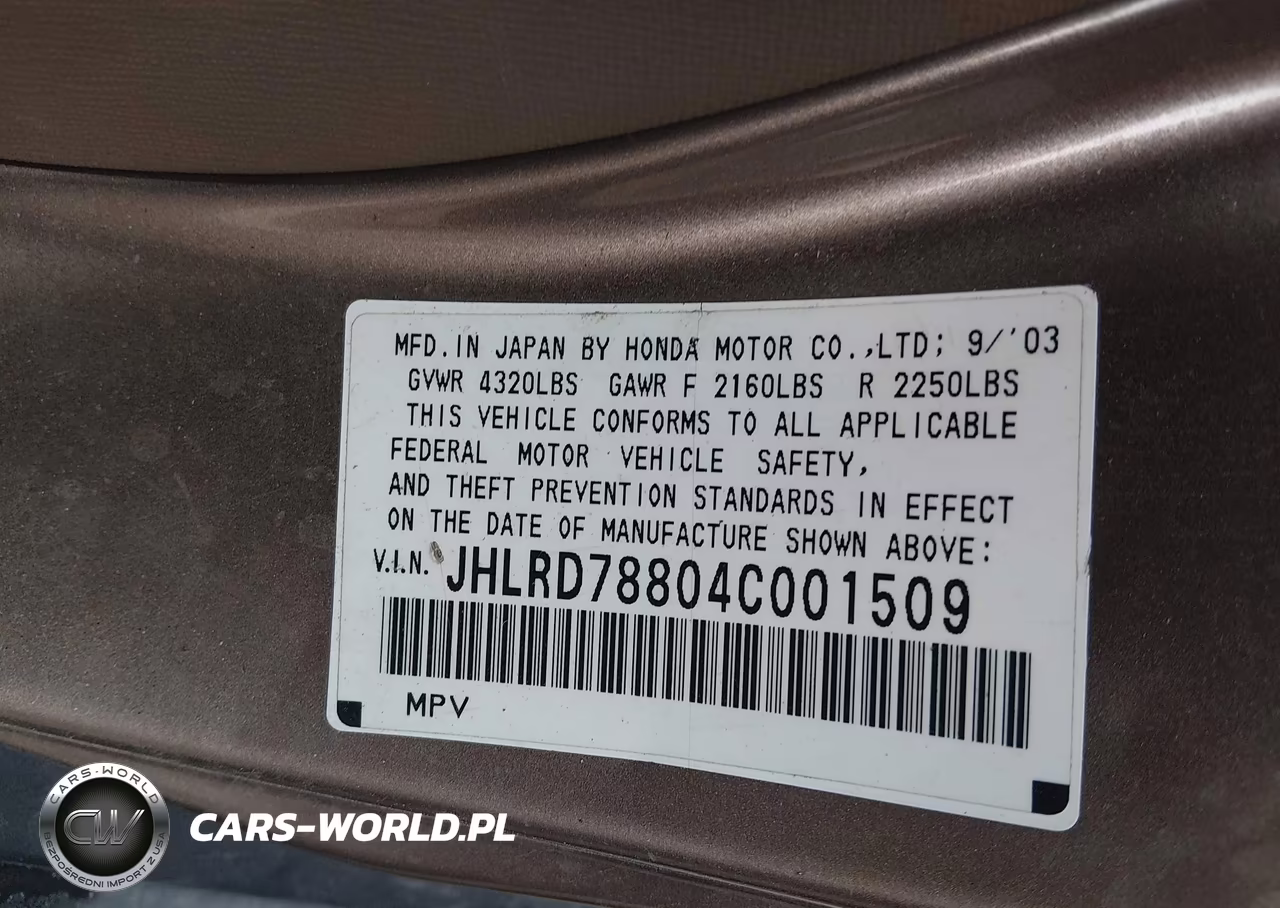 2004 Honda Cr-V Ex VIN:JHLRD78804C001509 - 9