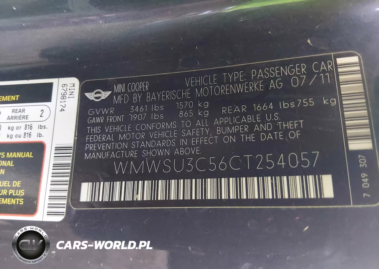 2012 Mini Cooper VIN:WMWSU3C56CT254057 - 9