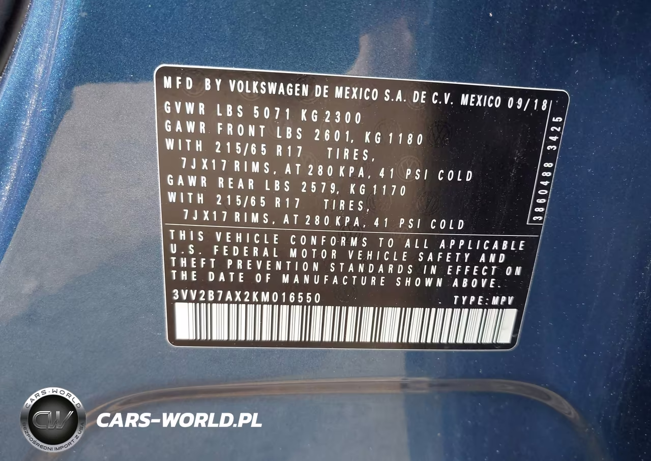 2019 Volkswagen Tiguan 2.0T Se-2.0T Sel-2.0T Sel R-Line-2.0T Sel R-Line Black VIN:3VV2B7AX2KM016550 - 9