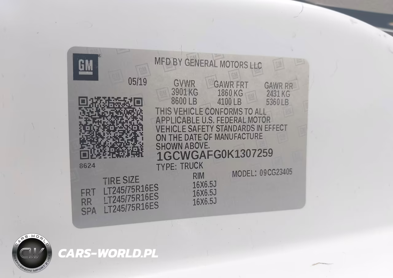2019 Chevrolet Express 2500 Work Van VIN:1GCWGAFG0K1307259 - 9