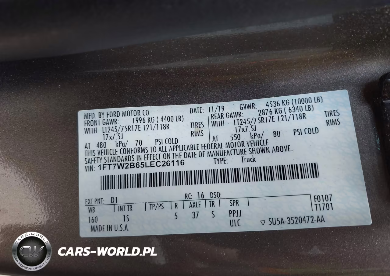 2020 Ford F-250 Xl VIN:1FT7W2B65LEC26116 - 9