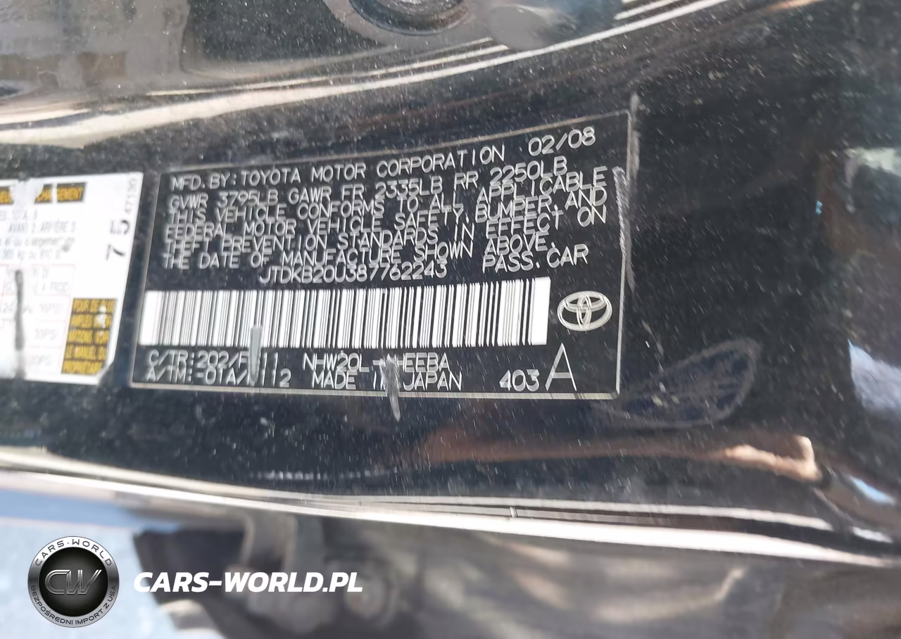2008 Toyota Prius VIN:JTDKB20U387762243 - 9