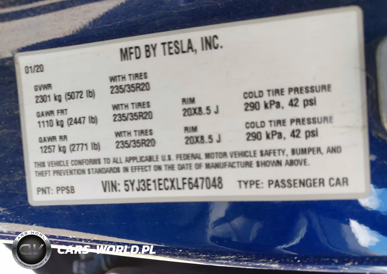 2020 Tesla Model 3 Performance Dual Motor All-Wheel Drive VIN:5YJ3E1ECXLF647048 - 9