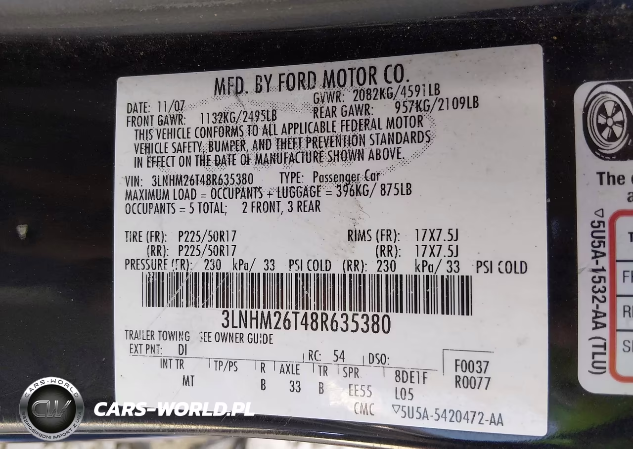 2008 Lincoln Mkz VIN:3LNHM26T48R635380 - 9