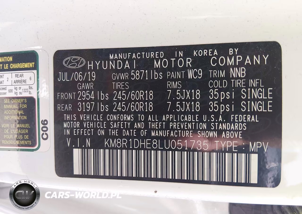 2020 Hyundai Palisade Se VIN:KM8R1DHE8LU051735 - 9
