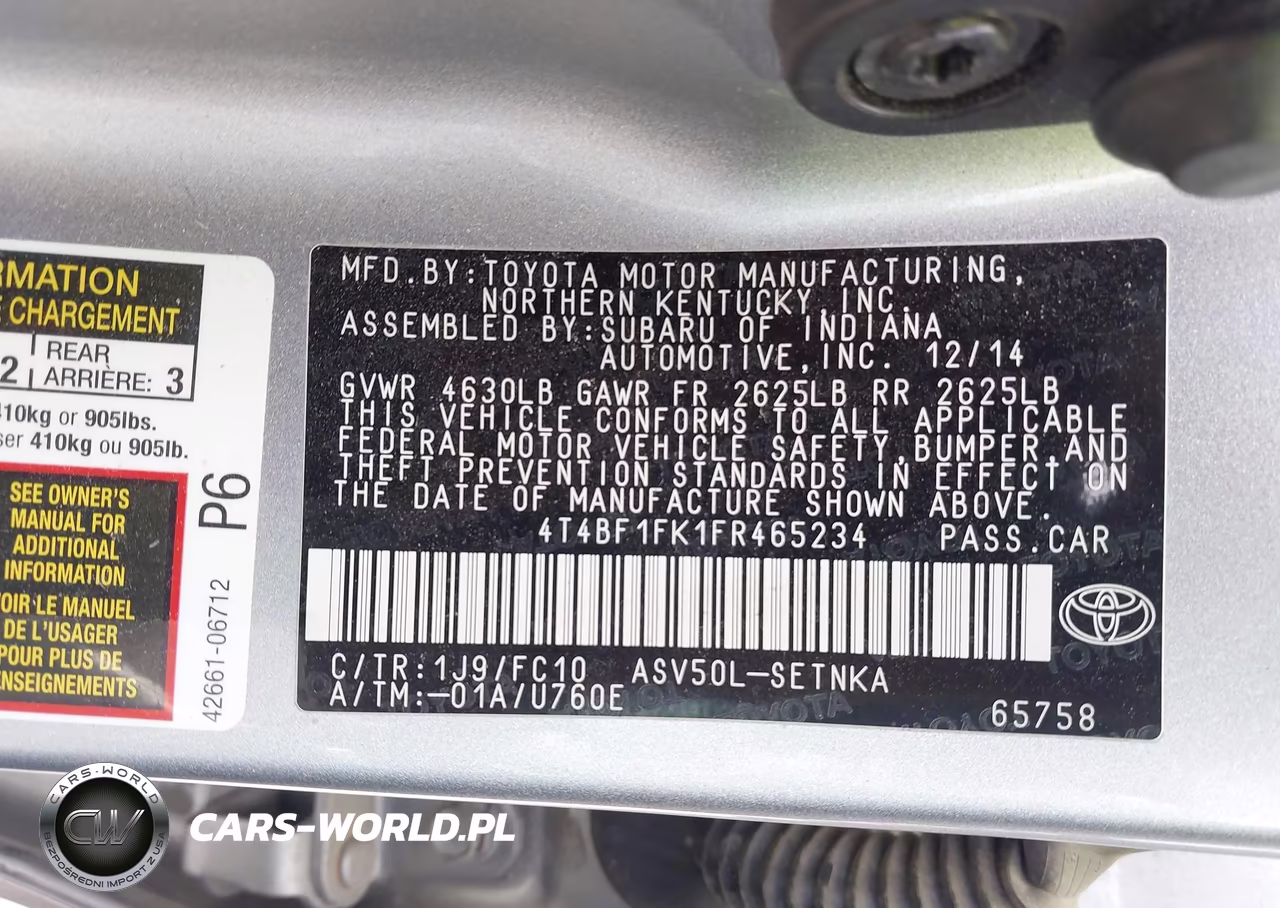 2015 Toyota Camry Le VIN:4T4BF1FK1FR465234 - 9