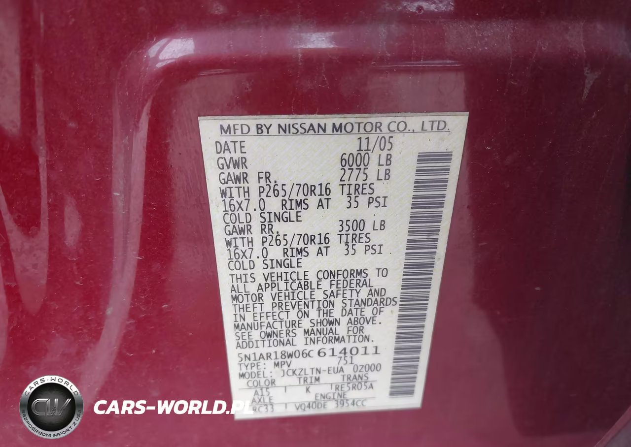 2006 Nissan Pathfinder Se VIN:5N1AR18W06C614011 - 9
