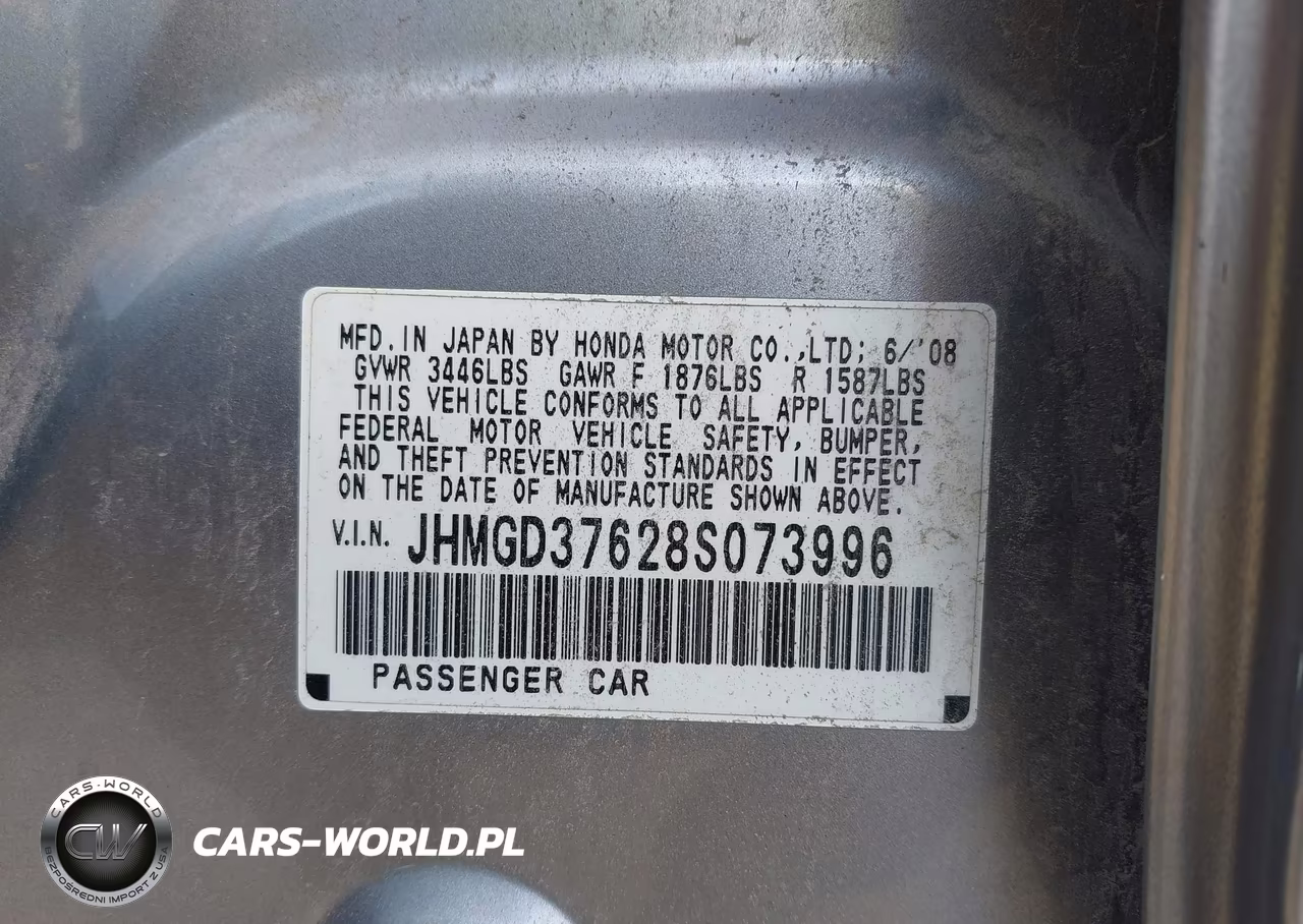 2008 Honda Fit Sport VIN:JHMGD37628S073996 - 9