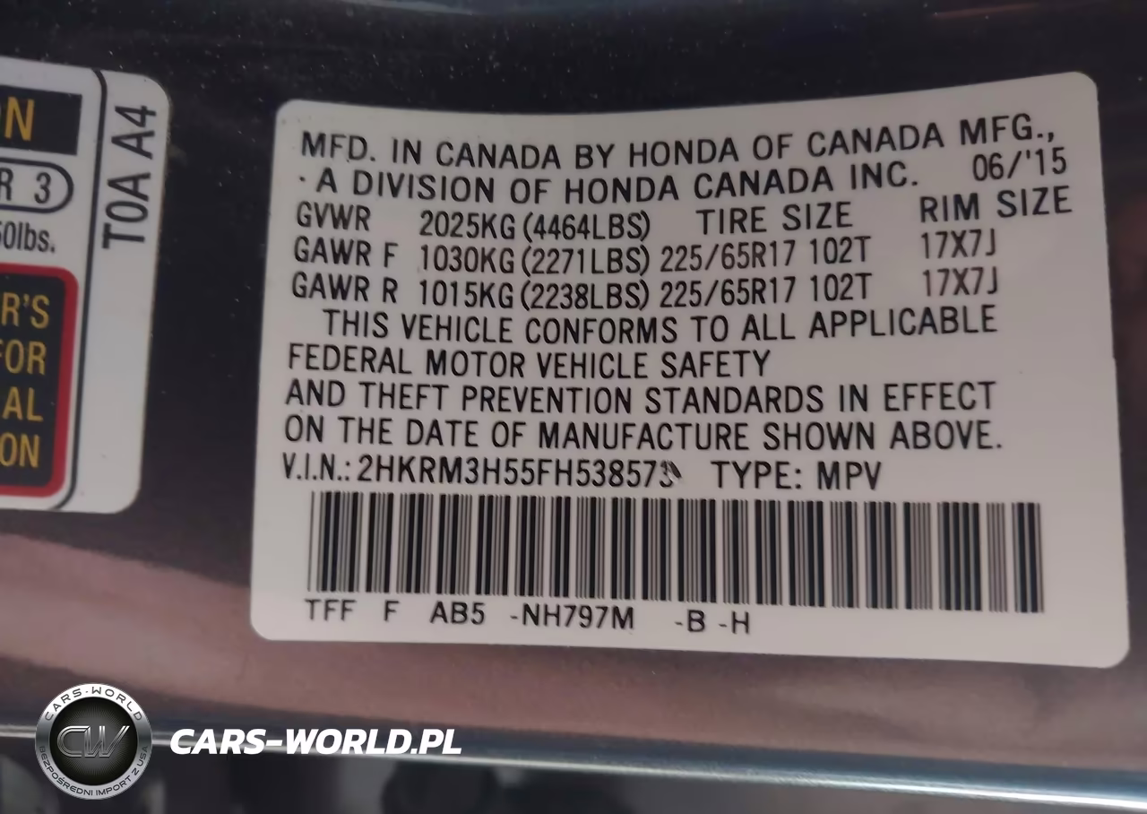 2015 Honda Cr-V Ex VIN:2HKRM3H55FH538573 - 9