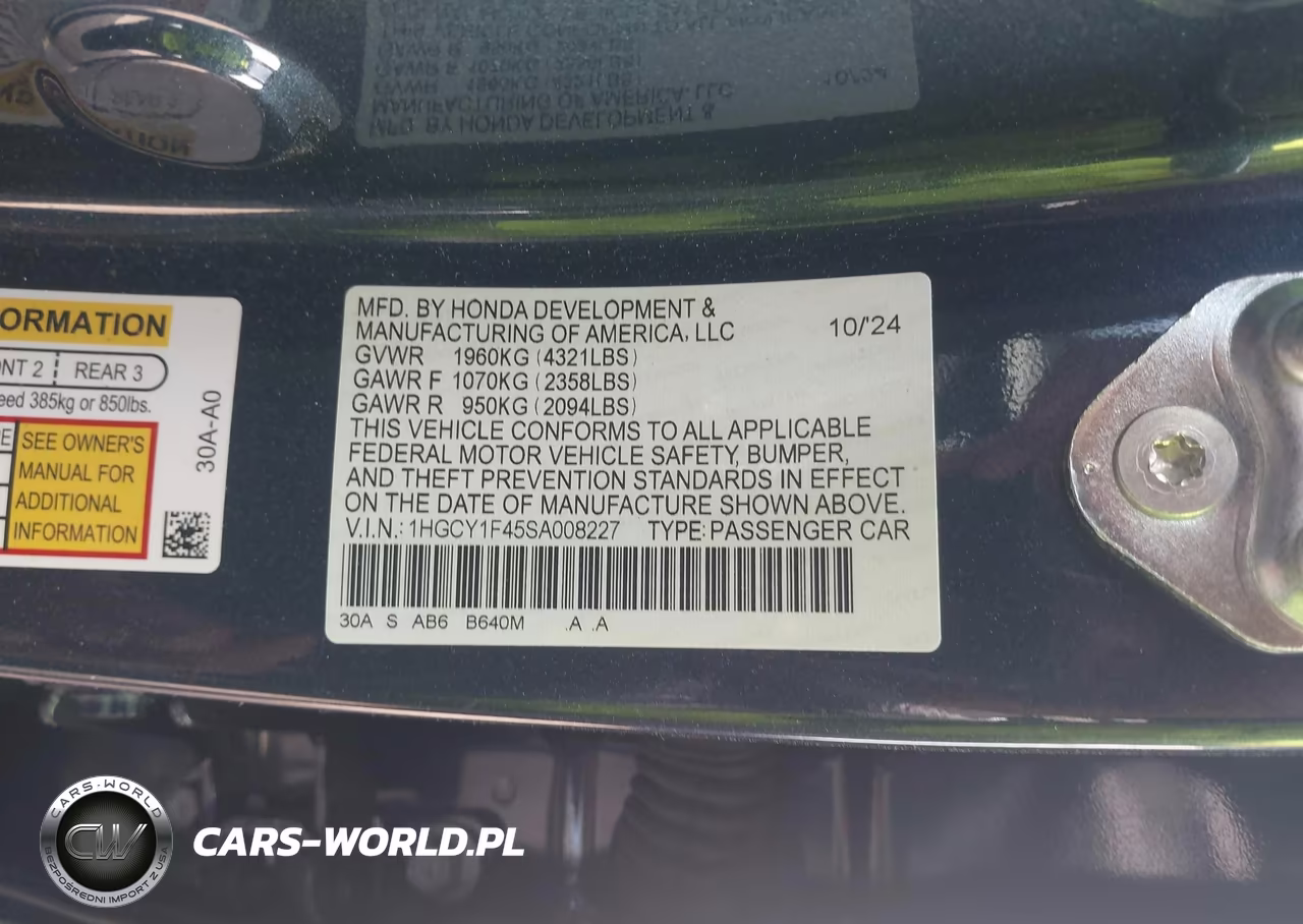 2025 Honda Accord Se VIN:1HGCY1F45SA008227 - 9