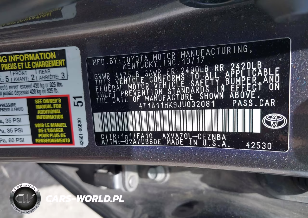 2018 Toyota Camry Le VIN:4T1B11HK9JU032081 - 9