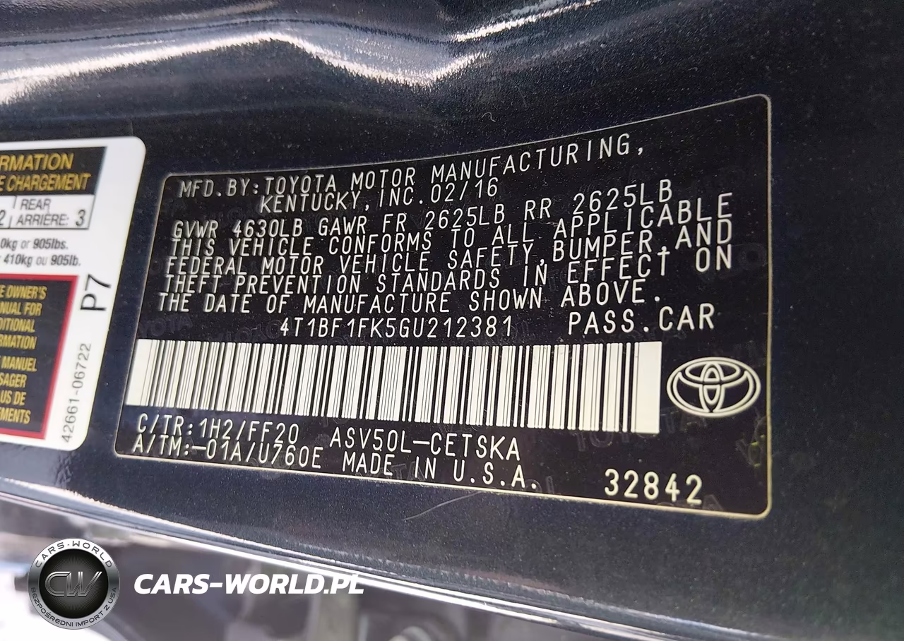 2016 Toyota Camry Se VIN:4T1BF1FK5GU212381 - 9
