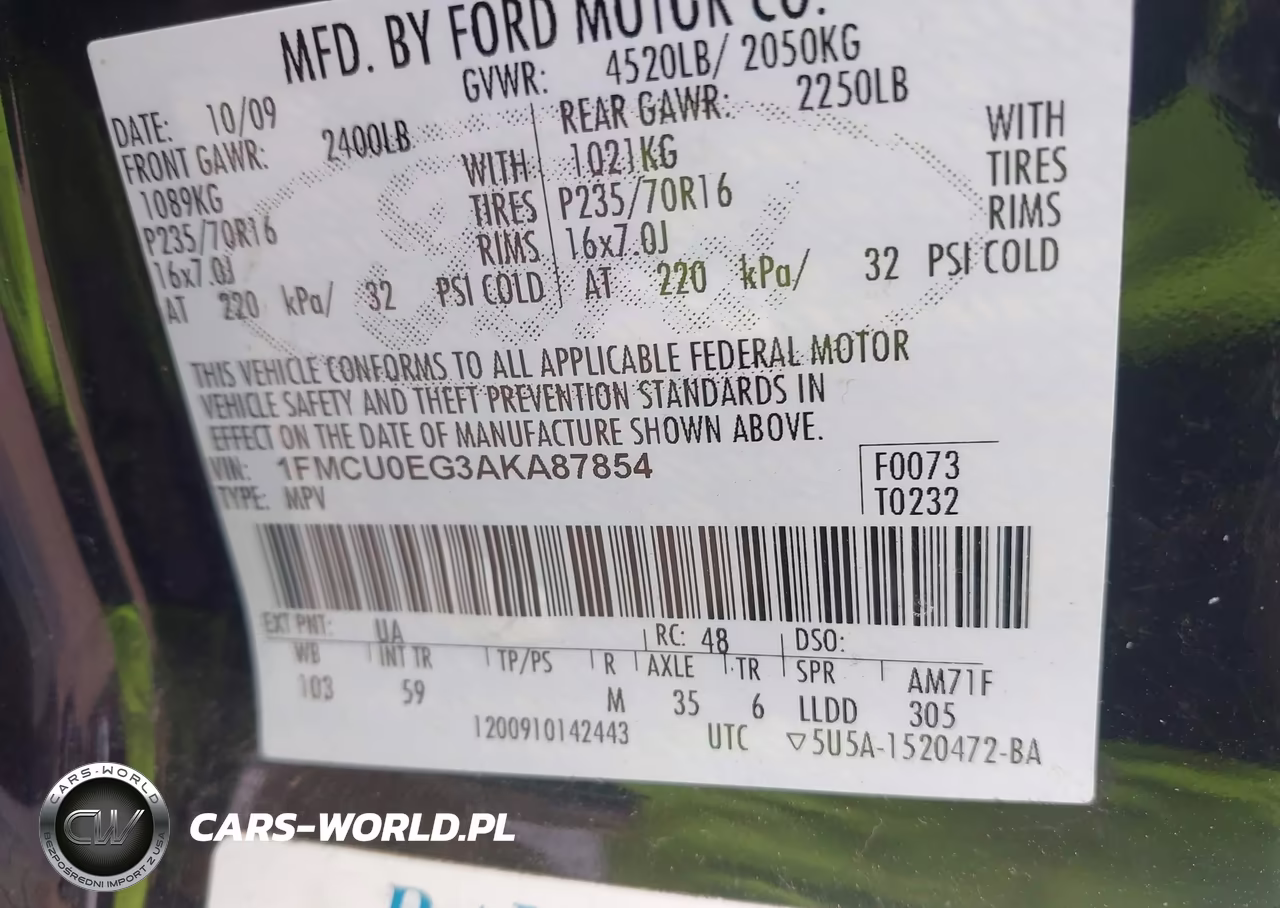 2010 Ford Escape Limited VIN:1FMCU0EG3AKA87854 - 9