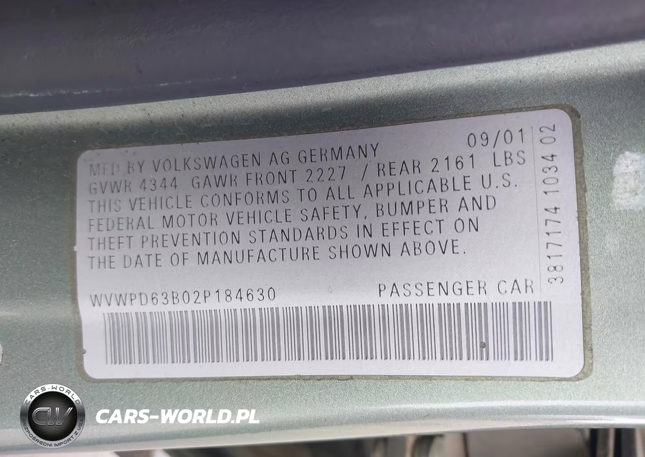 2002 Volkswagen Passat Gls VIN:WVWPD63B02P184630 - 9
