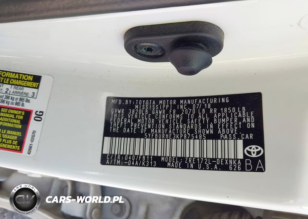 2019 Toyota Corolla Le VIN:5YFBURHE3KP875485 - 9