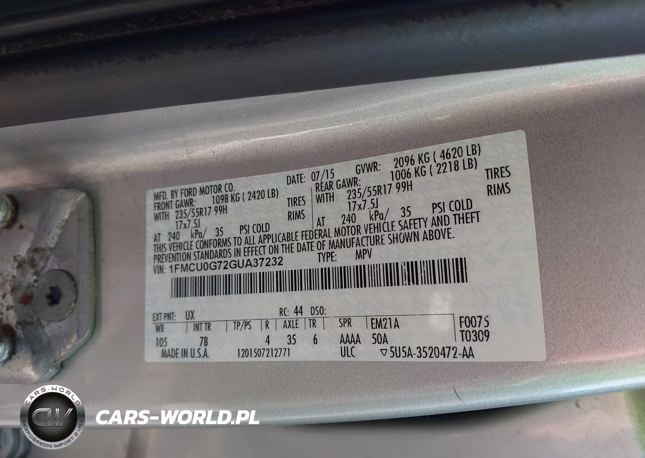 2016 Ford Escape Se VIN:1FMCU0G72GUA37232 - 9