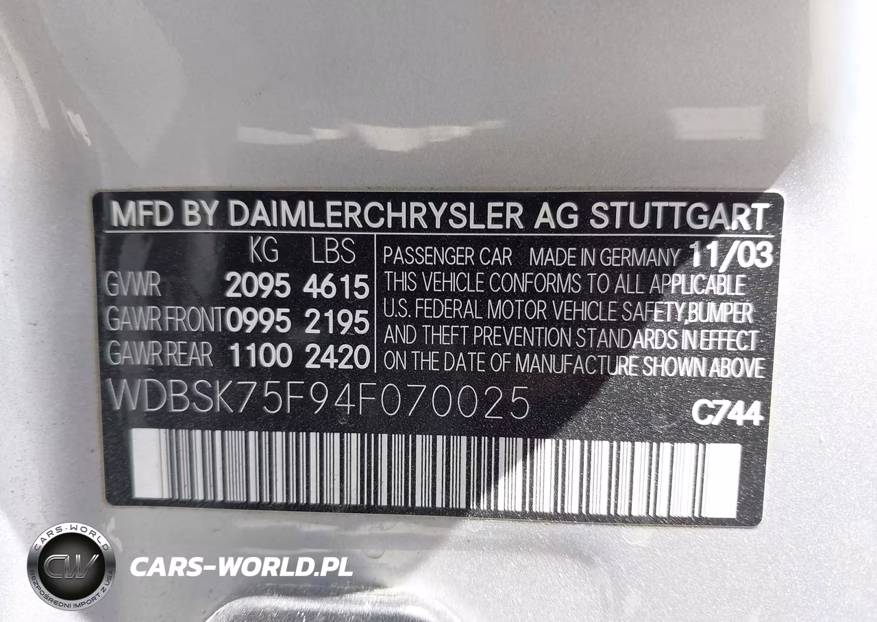 2004 Mercedes-Benz Sl 500 VIN:WDBSK75F94F070025 - 9