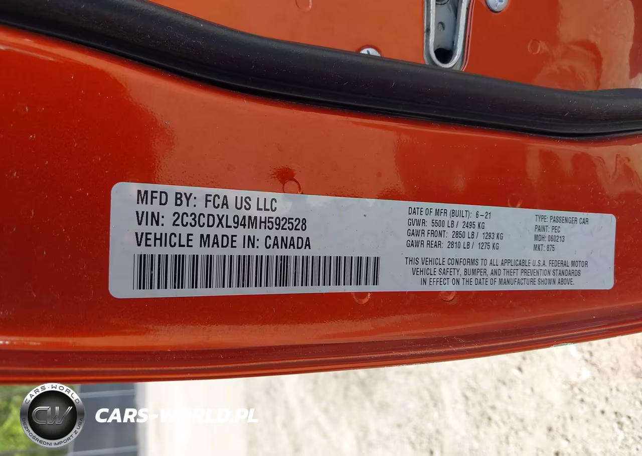 2021 Dodge Charger Srt Hellcat Widebody Rwd VIN:2C3CDXL94MH592528 - 9