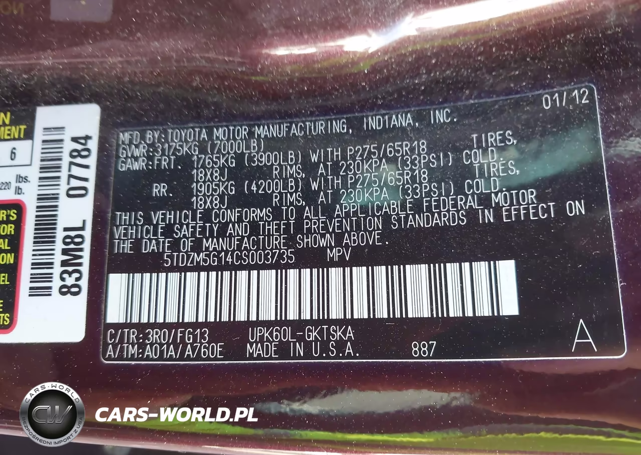 2012 Toyota Sequoia Sr5 4.6L V8 VIN:5TDZM5G14CS003735 - 9