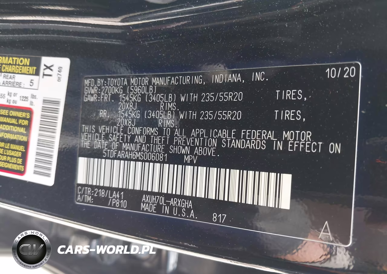 2021 Toyota Highlander Hybrid Platinum VIN:5TDFARAH6MS006081 - 9