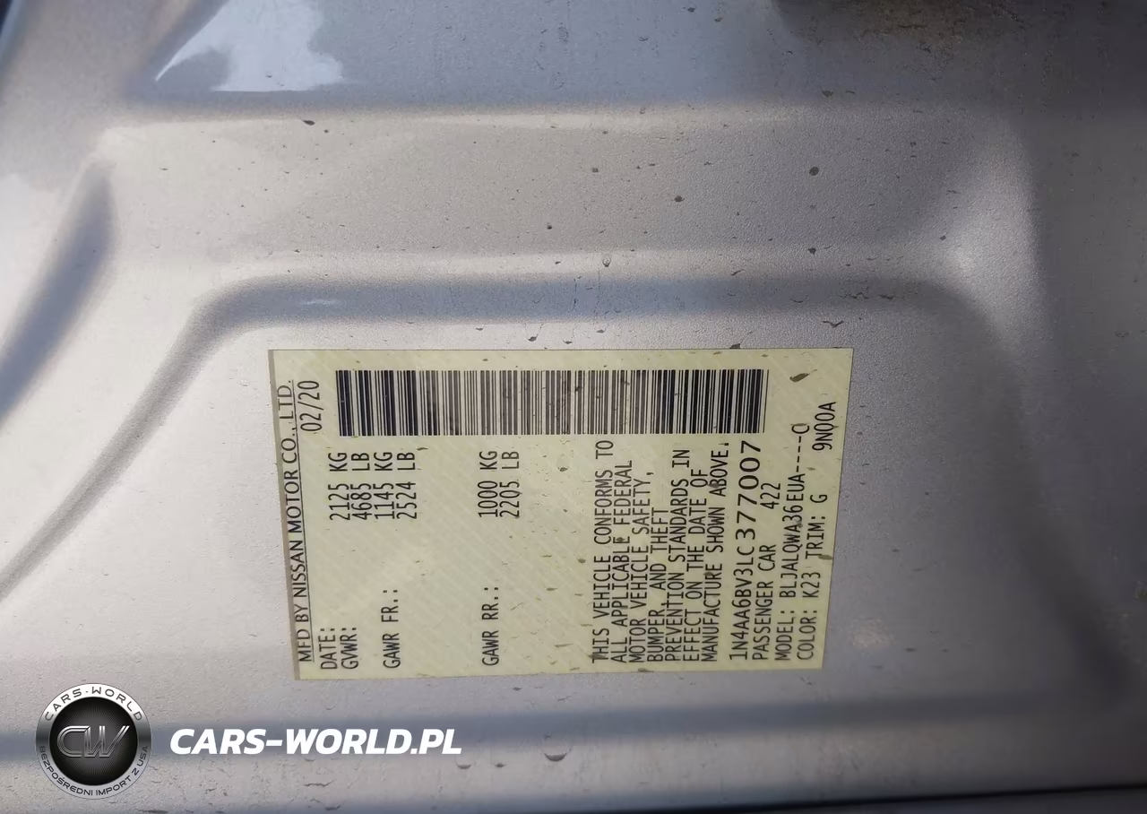 2020 Nissan Maxima S Xtronic Cvt VIN:1N4AA6BV3LC377007 - 9