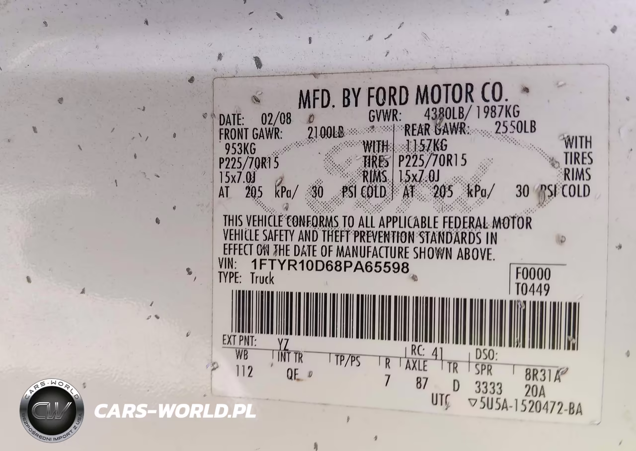 2008 Ford Ranger Xl-Xlt VIN:1FTYR10D68PA65598 - 9