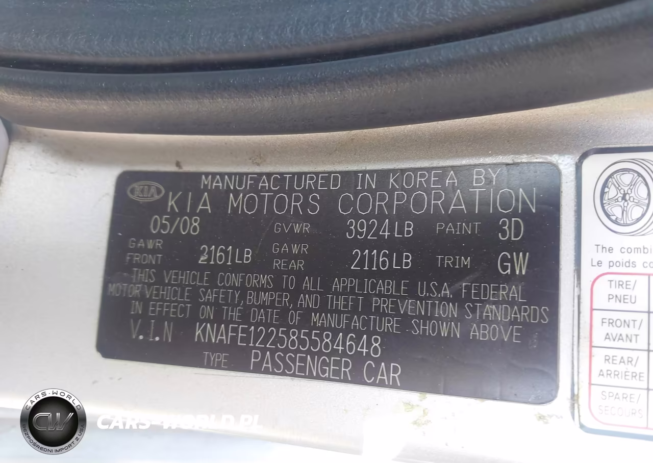 2008 Kia Spectra Ex VIN:KNAFE122585584648 - 9