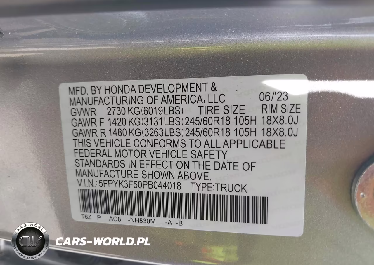 2023 Honda Ridgeline Rtl VIN:5FPYK3F50PB044018 - 9