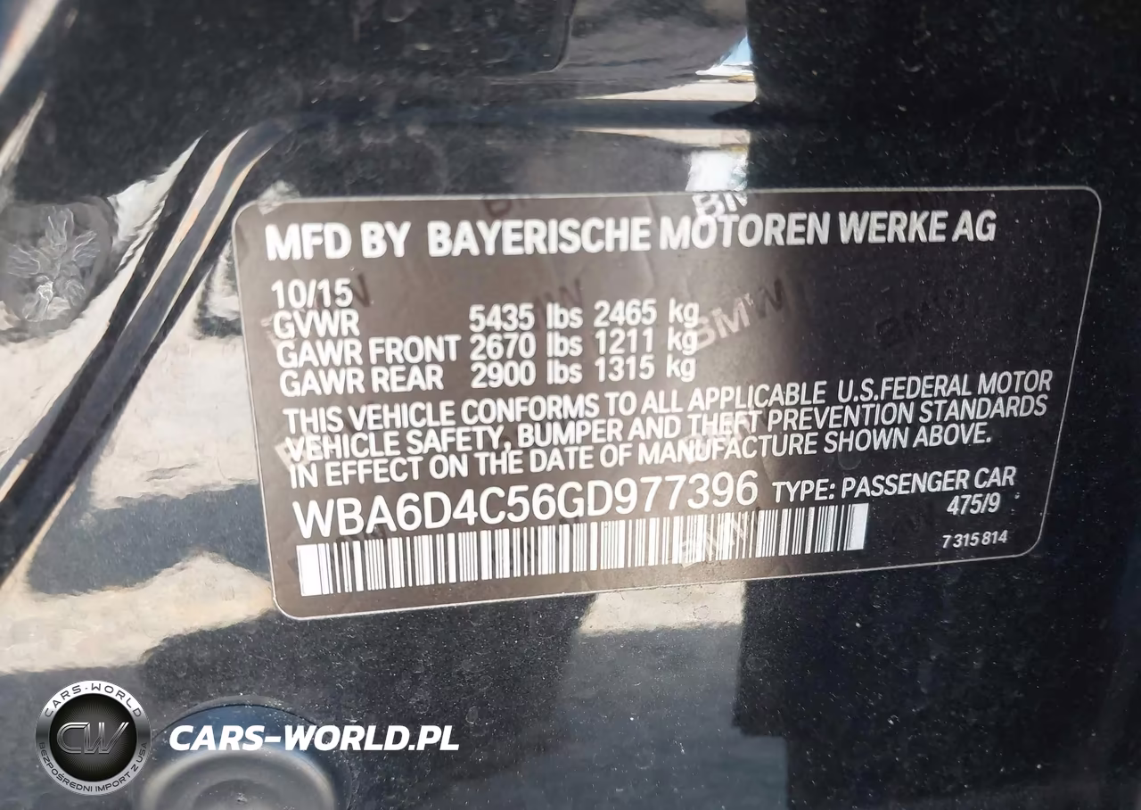 2016 BMW 650I Gran Coupe VIN:WBA6D4C56GD977396 - 9