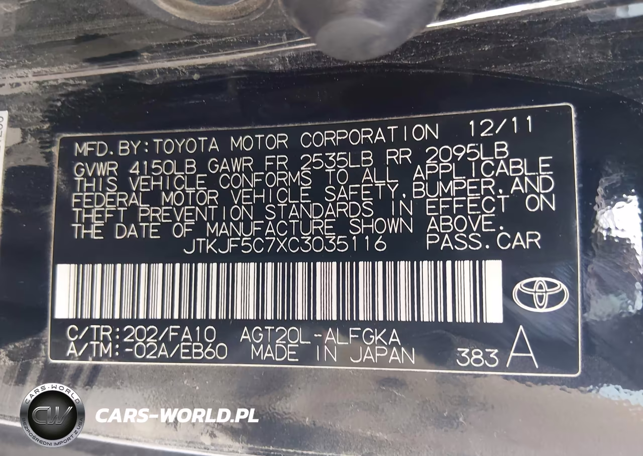 2012 Scion Tc VIN:JTKJF5C7XC3035116 - 9