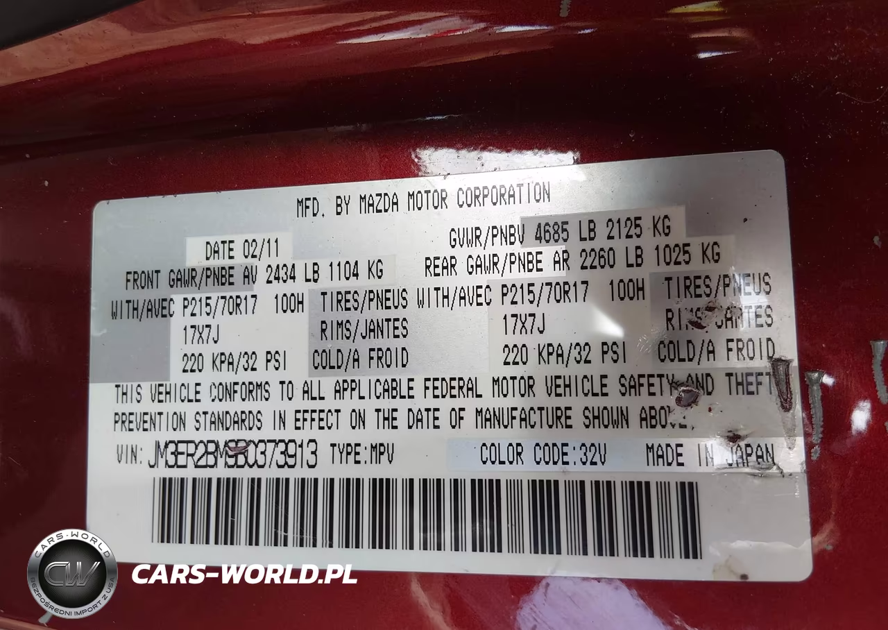 2011 Mazda Cx-7 I Sport VIN:JM3ER2BM9B0373913 - 9