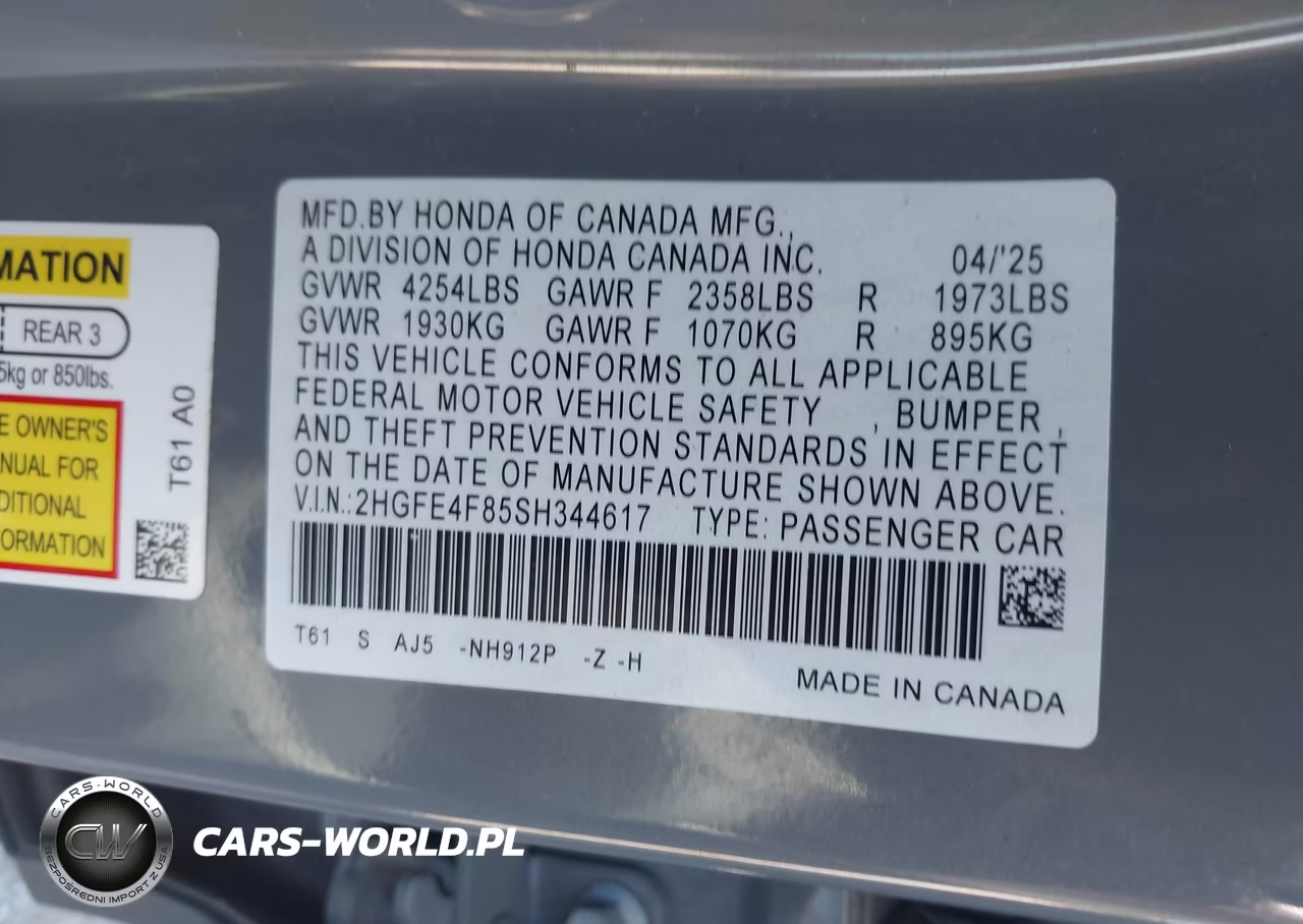 2025 Honda Civic Hybrid Sport-Sport Touring VIN:2HGFE4F85SH344617 - 9
