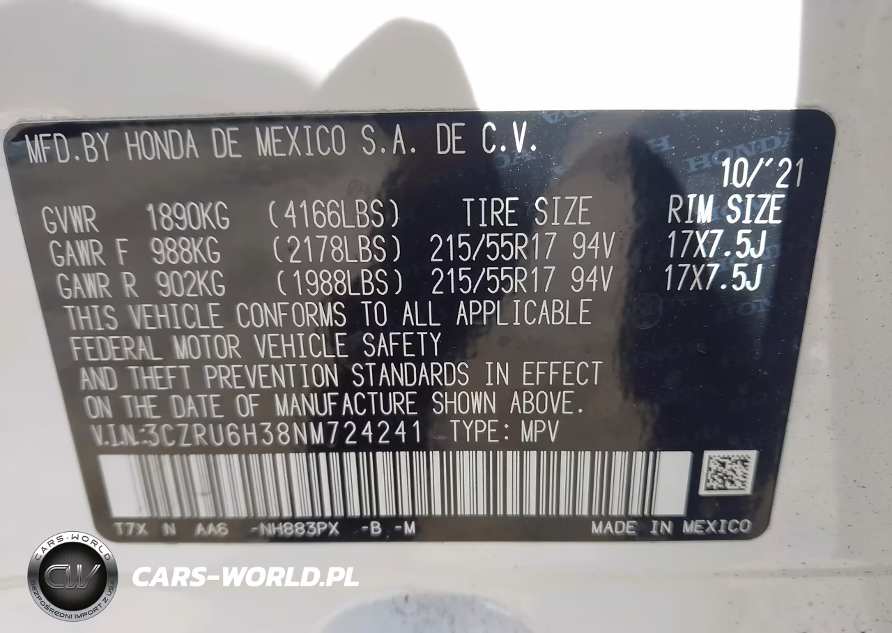 2022 Honda Hr-V Awd Lx VIN:3CZRU6H38NM724241 - 9