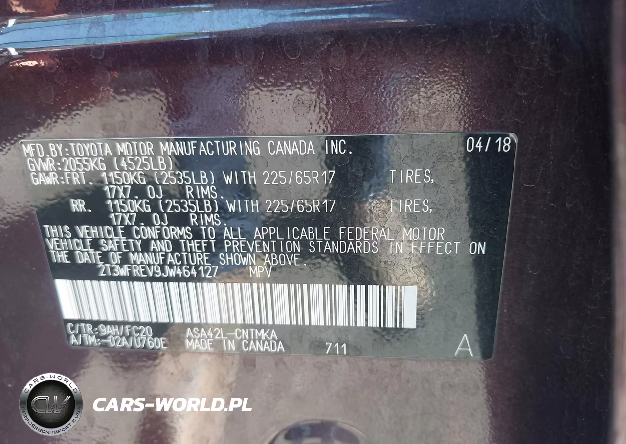 2018 Toyota Rav4 Xle VIN:2T3WFREV9JW464127 - 9