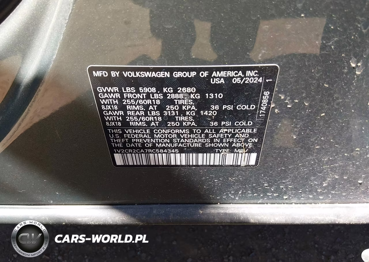 2024 Volkswagen Atlas 2.0T Peak Edition Se W-Technology VIN:1V2CR2CA7RC584345 - 9