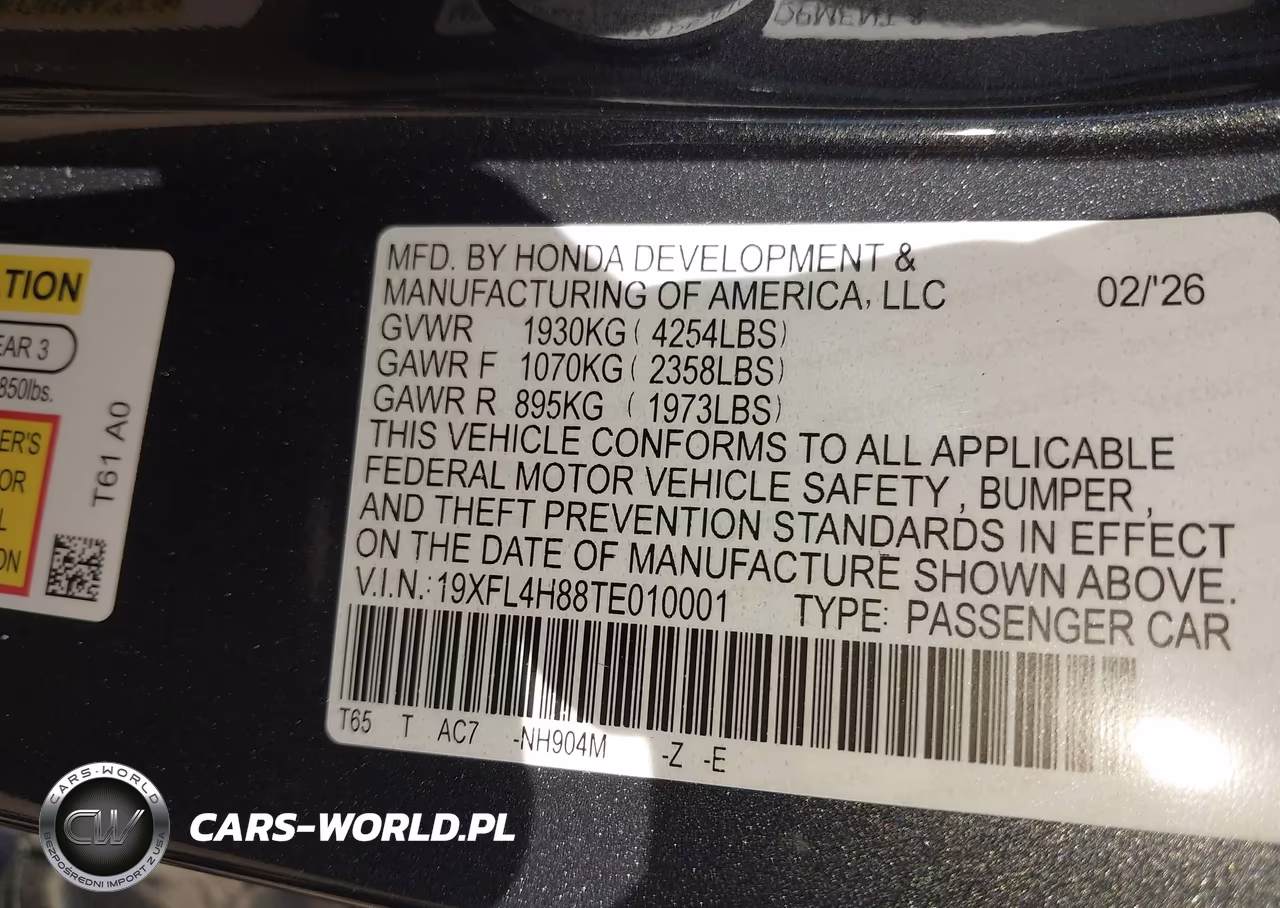 2026 Honda Civic Hybrid Sport VIN:19XFL4H88TE010001 - 9