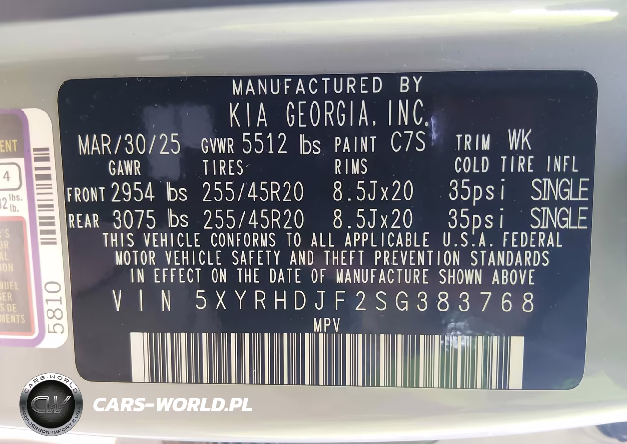 2025 Kia Sorento Ex VIN:5XYRHDJF2SG383768 - 9
