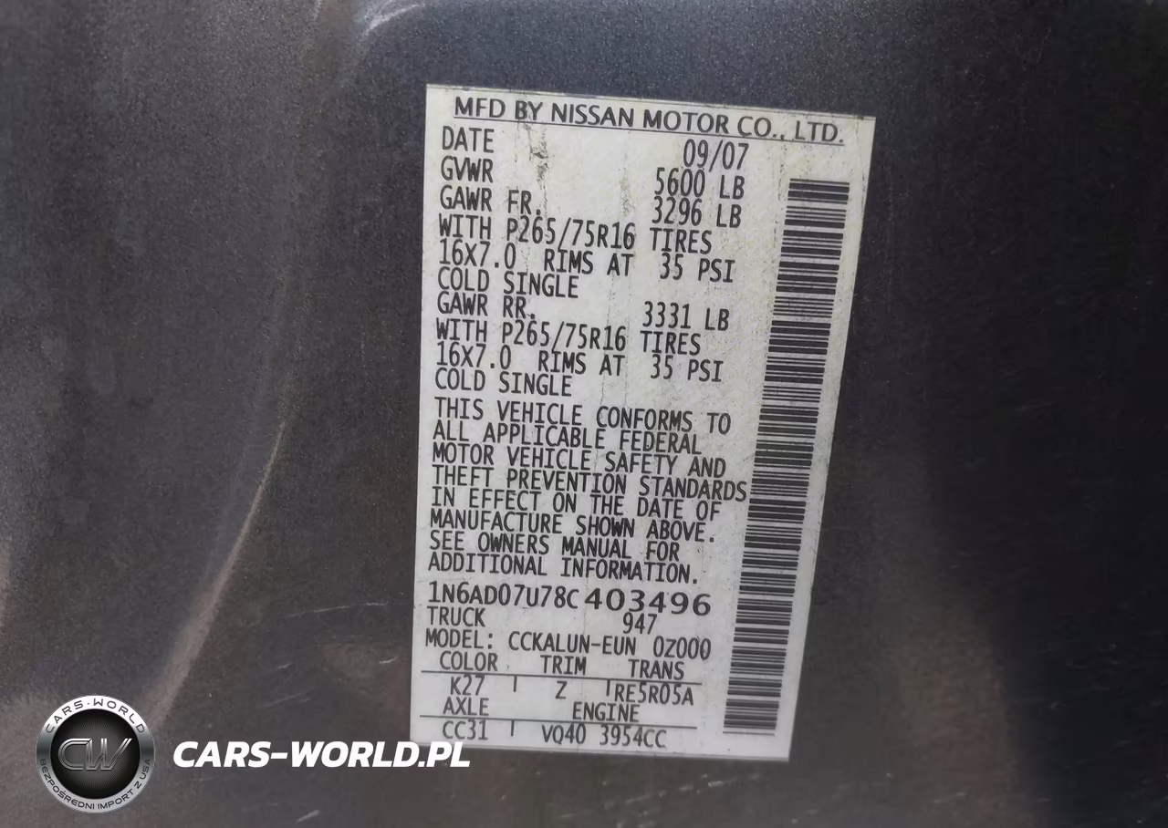 2008 Nissan Frontier Nismo Off Road VIN:1N6AD07U78C403496 - 9