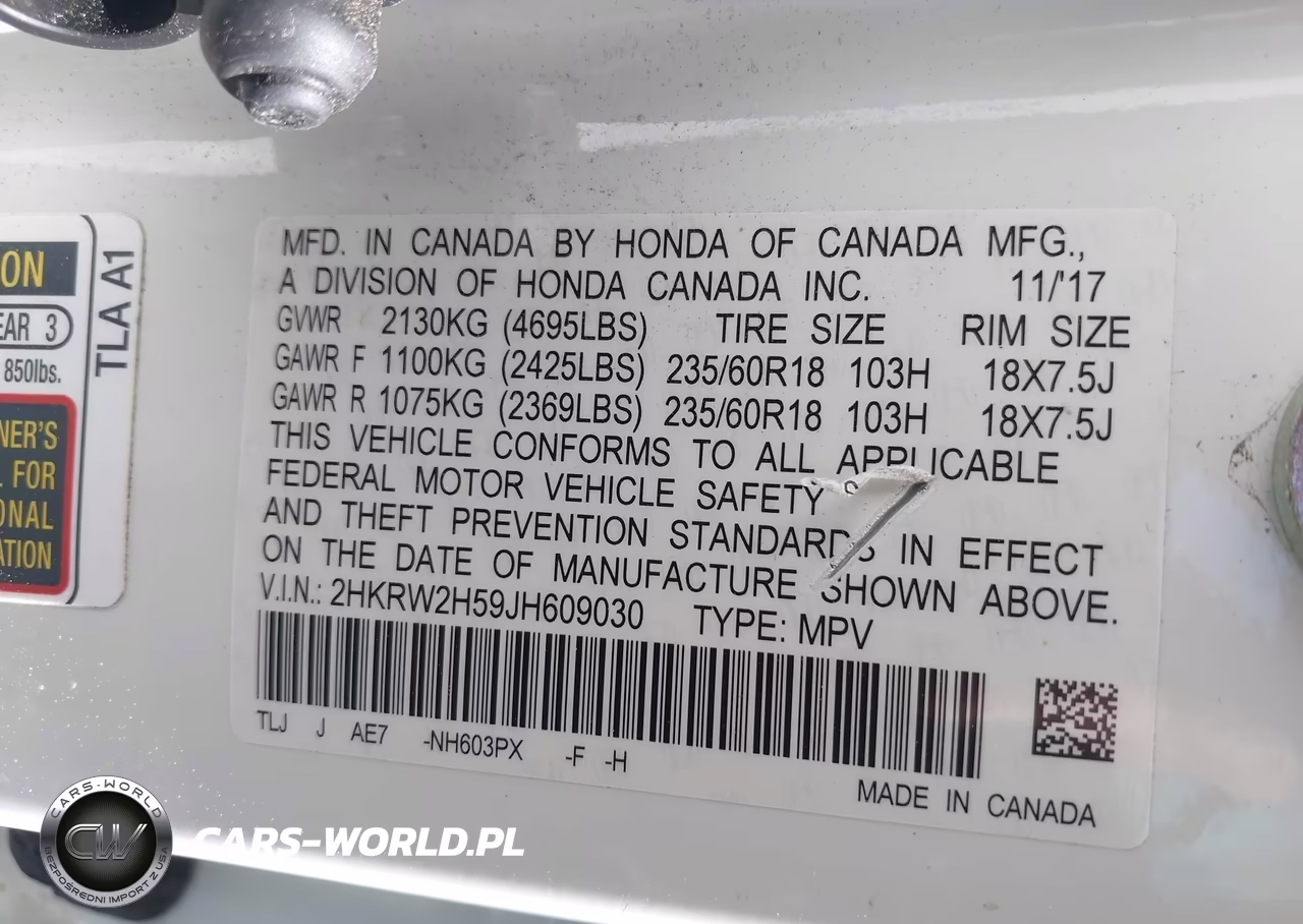 2018 Honda Cr-V Ex VIN:2HKRW2H59JH609030 - 9