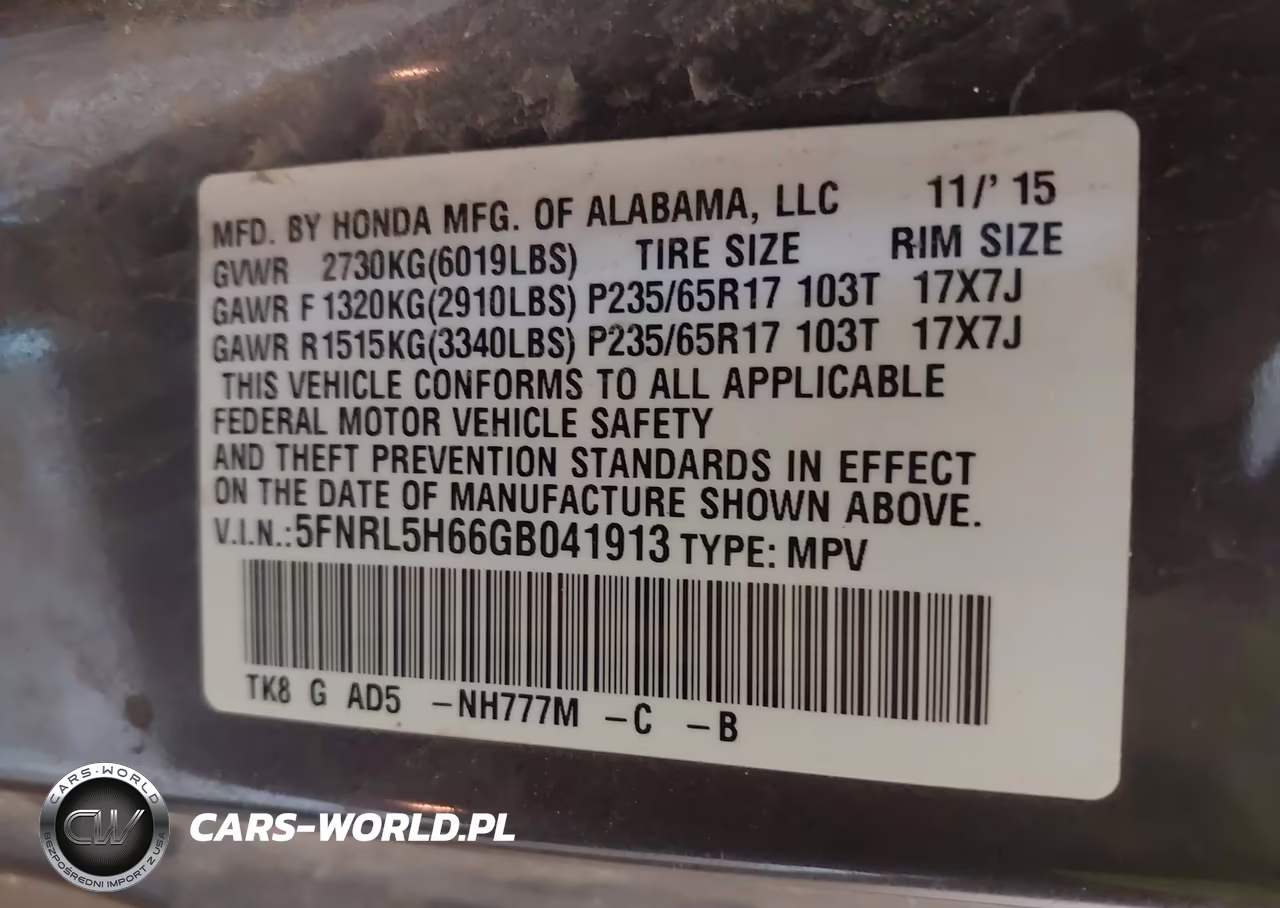 2016 Honda Odyssey Ex-L VIN:5FNRL5H66GB041913 - 9