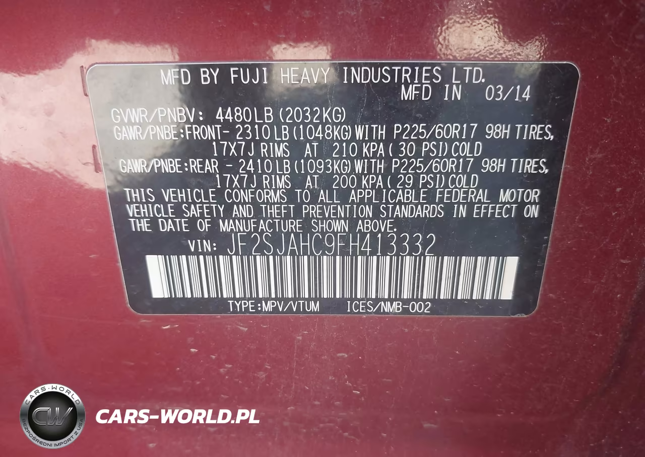 2015 Subaru Forester 2.5I Limited VIN:JF2SJAHC9FH413332 - 9
