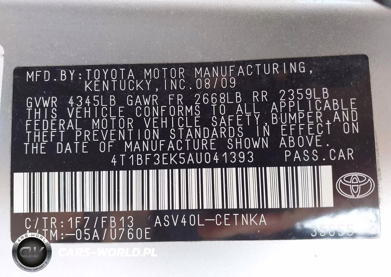 2010 Toyota Camry Le VIN:4T1BF3EK5AU041393 - 9
