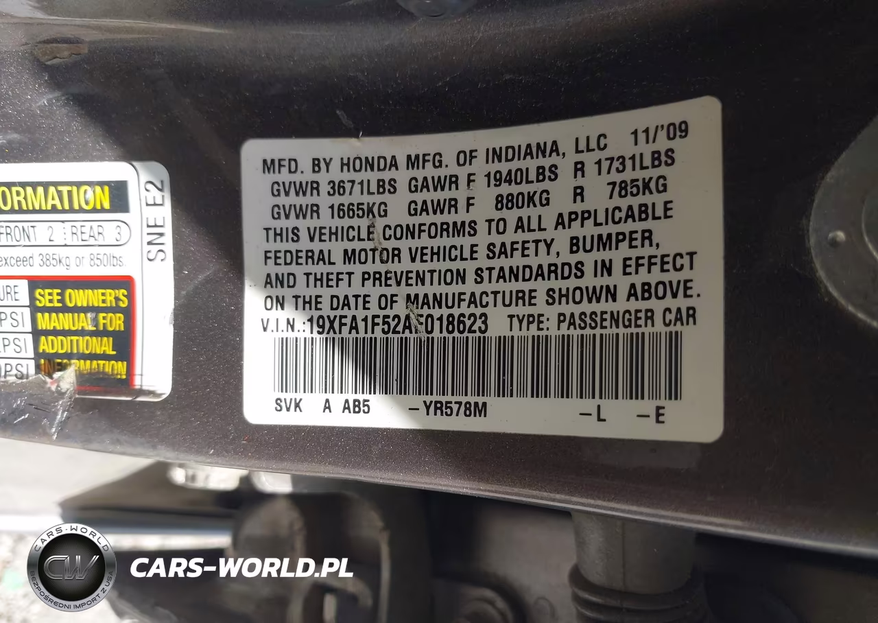 2010 Honda Civic Lx VIN:19XFA1F52AE018623 - 9